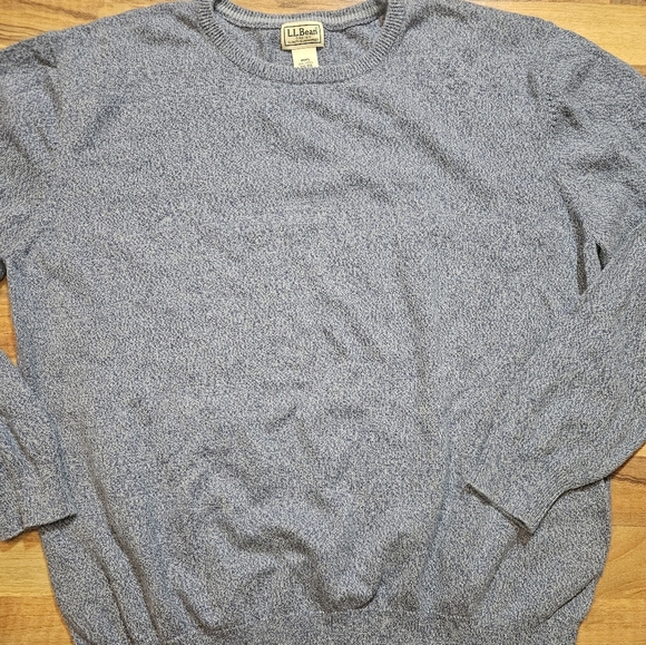 L.L.Bean Sweater Cotton Mens XXL Blue Pullover Crew Neck - Picture 4 of 8